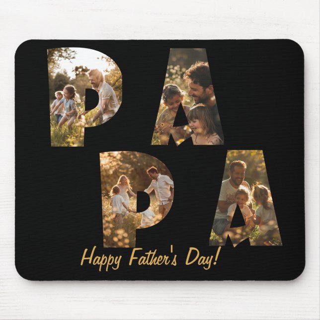 Photo Collage Cutout Letters PAPA  Mouse Pad (Front)