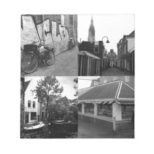 Photo collage Delft 7 in black and white Notepad
