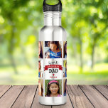 Photo Collage DYI World’s Greatest Dad Red Banner 710 Ml Water Bottle<br><div class="desc">“World’s Greatest Dad.” Let Dad know what you really think of him. Time for him to quench his thirst after a workout with this cool water bottle sporting a personalised photo collage and bold, modern typography with a graphic red banner on a stainless steel background. Customise with 8 photos of...</div>