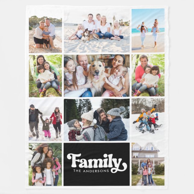 Photo Collage Family 8 Pictures Fleece Blanket (Front)