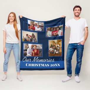 Photo Collage Family Christmas Fleece Blanket