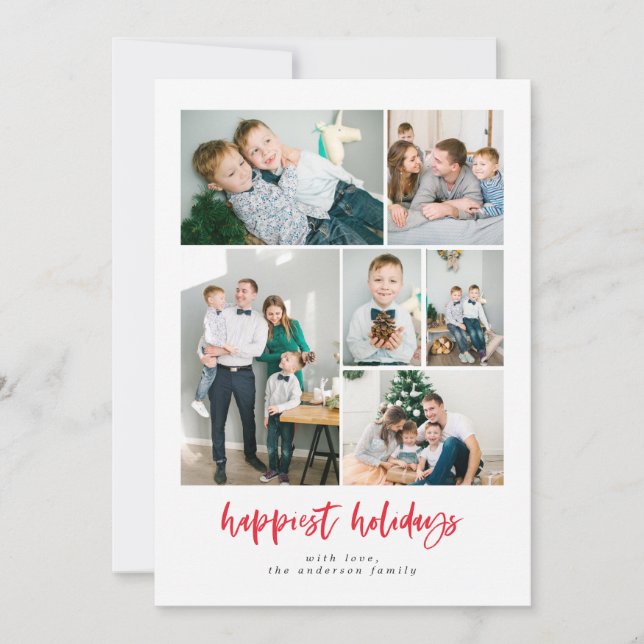 Photo Collage Family Holiday Photo Card (Front)