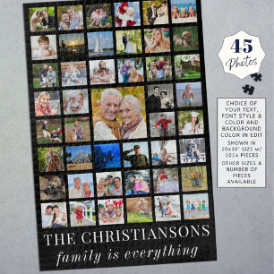 Photo Collage FAMILY IS EVERYTHING Black Jigsaw Puzzle