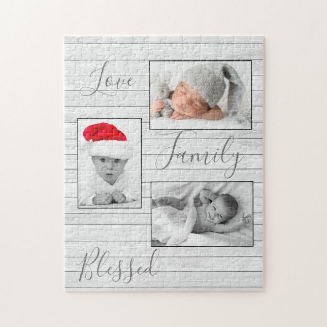 Photo Collage Family Love Blessed Keepsake Puzzle (Vertical)