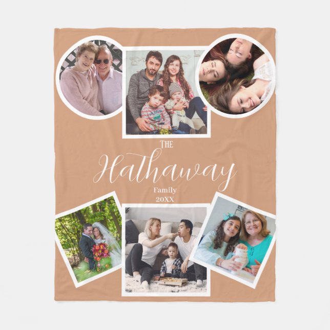 Photo Collage Family Memories Boho Modern Stylish  Fleece Blanket (Front)