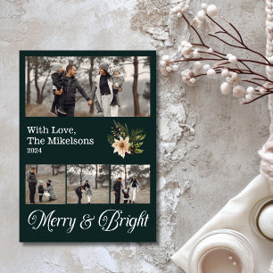 Photo Collage Family Merry & Bright Christmas  Holiday Card