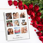 Photo collage family monogram white 2024 planner<br><div class="desc">Make your own unique family photo collage as a gift for your mum, wife or yourself. Use four, 9 of your favourite photos of your family, friends, dream travel destination or pet! Personalise and add a name and a year. The name is written with a modern hand lettered style script....</div>