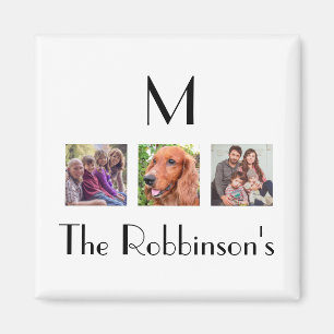Photo collage family name initial template magnet