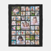 Photo Collage Family Name or Title Black Fleece Blanket (Front)