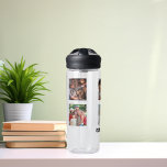 Photo collage family name water bottle<br><div class="desc">Personalise and add your own photos of family.  Add your name,  black letters.</div>