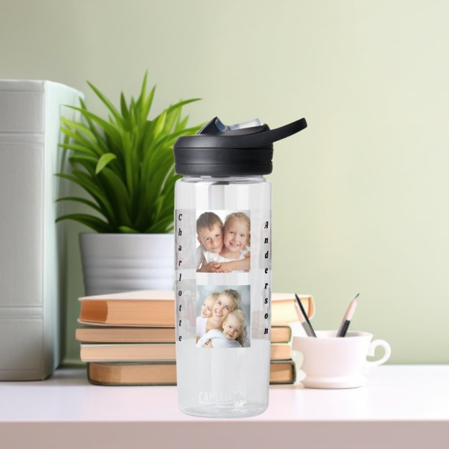 Photo collage family name water bottle (Creator Uploaded)