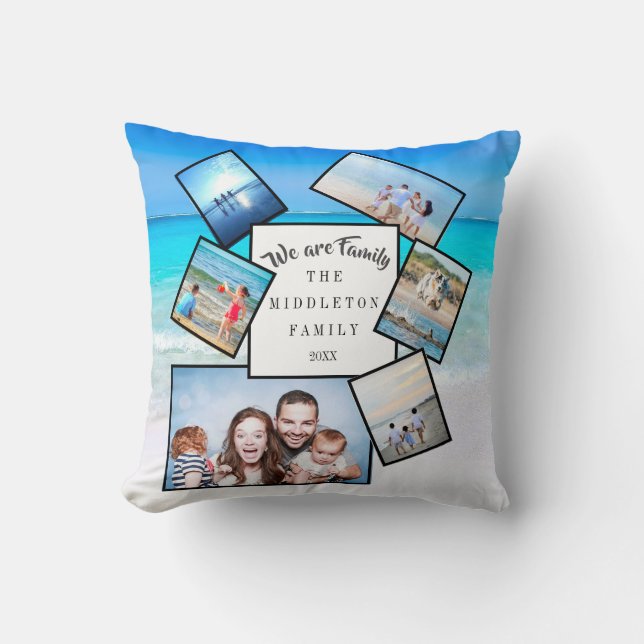 Photo Collage Family Ocean Scattered Cushion (Front)