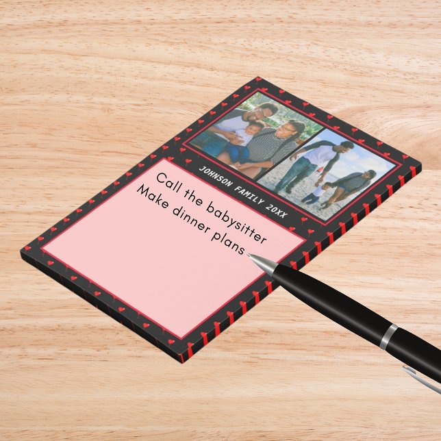 Photo Collage Family Personalised Red Heart & Name Post-it Notes (Photo Collage Family Personalized Red Heart & Name Post-it Notes)