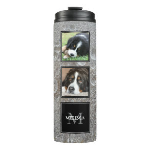 Photo collage family pets on ice frozen water thermal tumbler