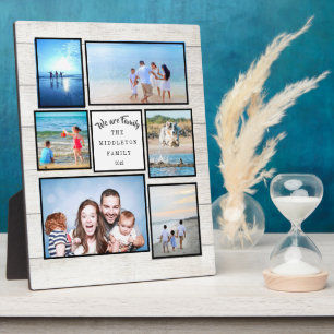 Photo Collage Family Rustic We are Family Plaque