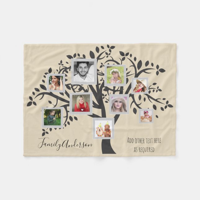 Photo Collage Family Tree Template Personalised Fleece Blanket (Front (Horizontal))
