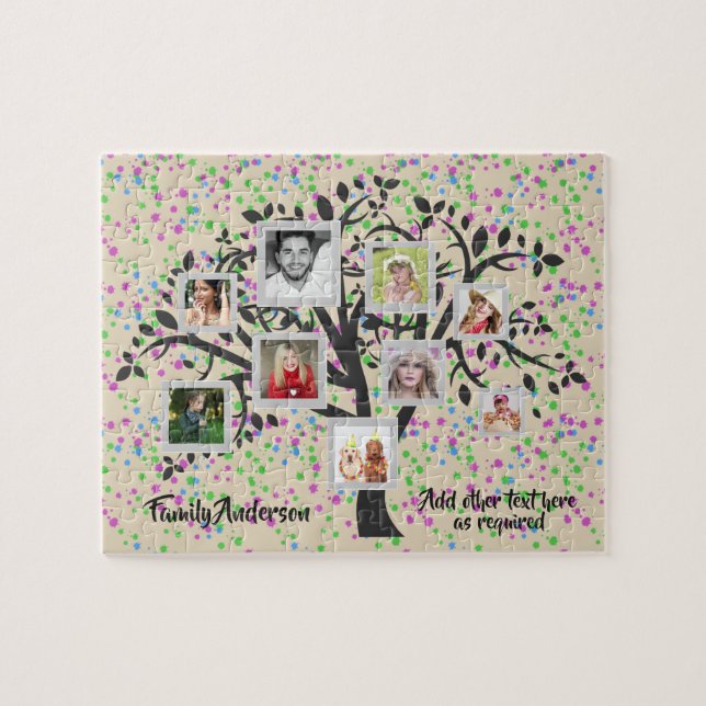 Photo Collage Family Tree Template Personalised Jigsaw Puzzle (Horizontal)