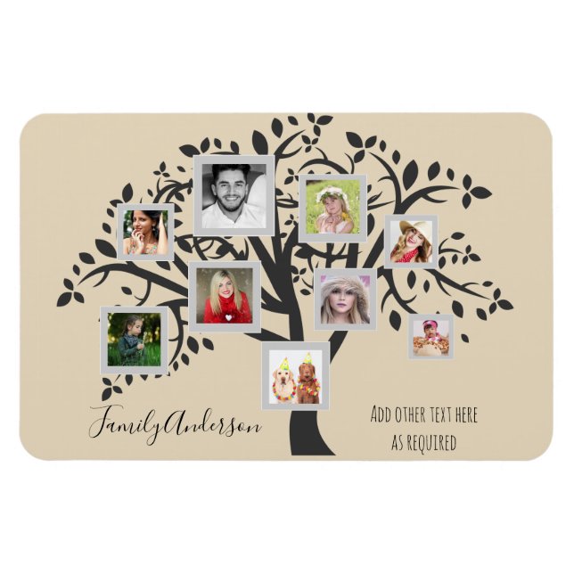 Photo Collage Family Tree Template Personalised Magnet (Horizontal)