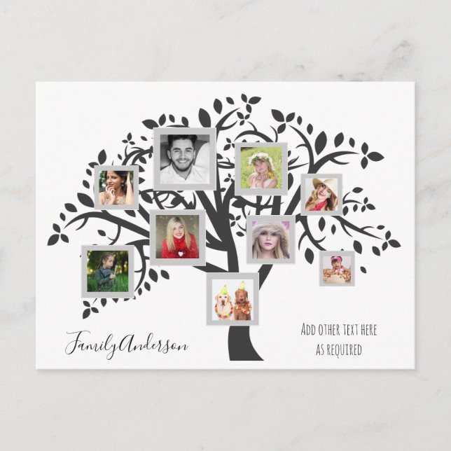 Photo Collage Family Tree Template Personalised Postcard (Front)