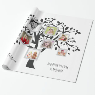 Photo Collage Family Tree Template Personalised Wrapping Paper