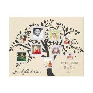 Photo Collage Family Tree Template Personalized Canvas Print