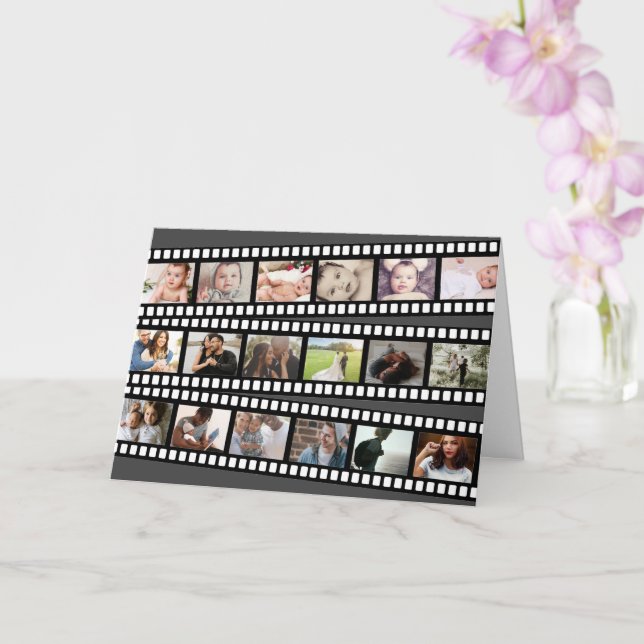 Photo Collage Film Strip Personalised DIY Custom Card (Orchid)