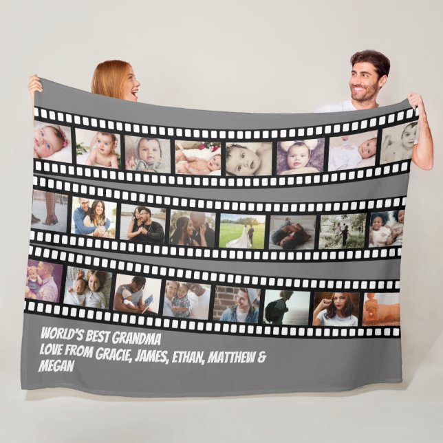 Photo Collage Film Strip Personalised DIY Custom Fleece Blanket (In Situ)