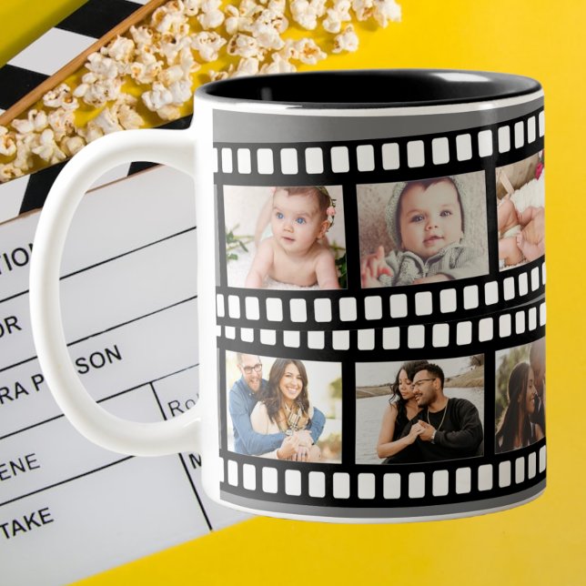 Photo Collage Film Strip Personalised DIY Custom Two-Tone Coffee Mug (Creator Uploaded)