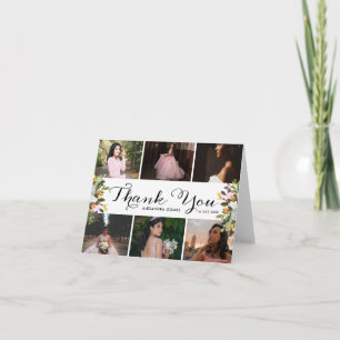 Photo Collage Floral Quince Thank You Card
