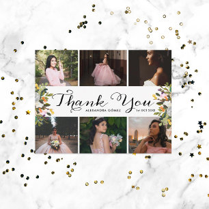 Photo Collage Floral Quince Thank You Postcard
