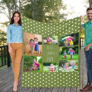 Photo Collage for Best Sister Ever Olive Green Fleece Blanket