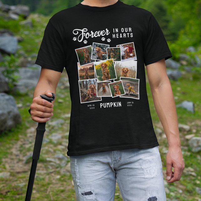 Photo Collage Forever In Our Hearts Dog Memorial T-Shirt (Creator Uploaded)