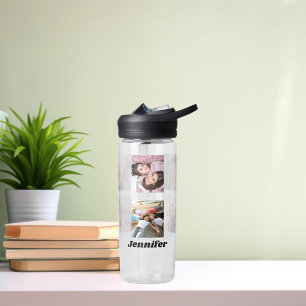 Photo collage friends name water bottle