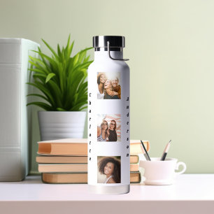 Photo collage friends name water bottle