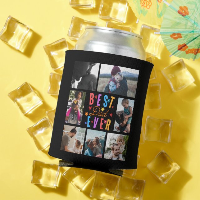 Photo Collage Fun Best Dad Ever Can Cooler (In Situ Summer)