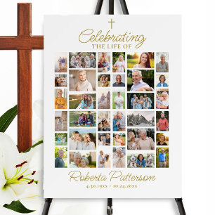Photo Collage Funeral Celebration of Life Welcome Poster