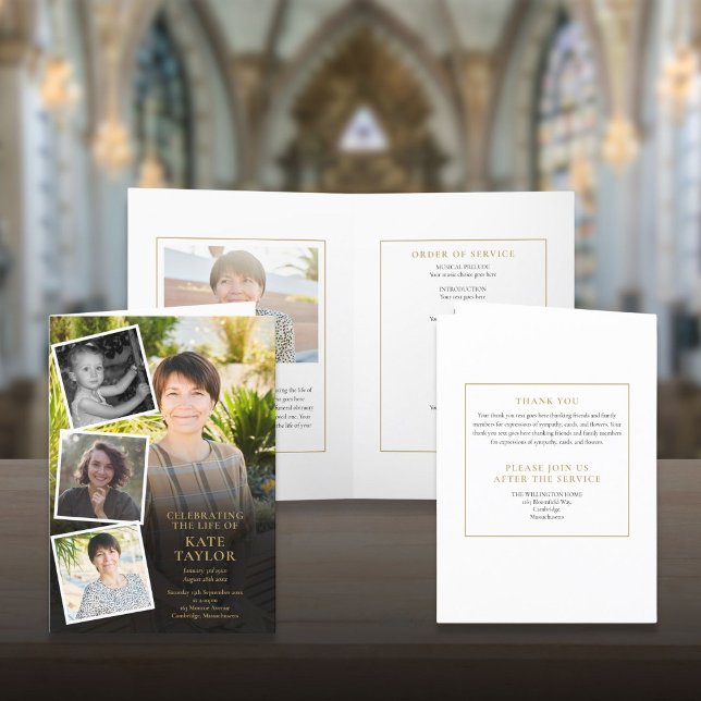 Photo Collage Funeral Order Of Service Folded Program (Photo Collage Funeral Order Of Service Folded Program)