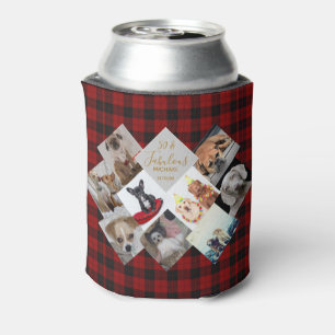 Photo Collage Gift - Buffalo Plaid Theme -Add Text Can Cooler