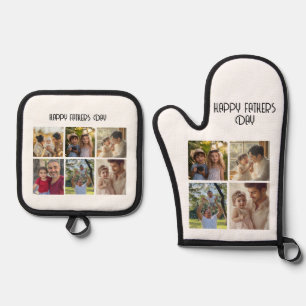 Photo Collage Gift For Dad Oven Mitt & Pot Holder Set