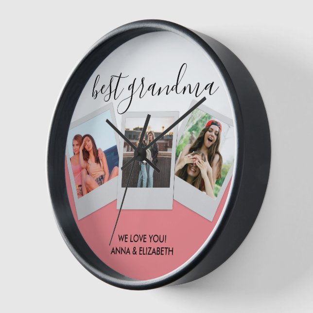 Photo Collage Gift for Grandma Best Nana Cute Clock (Angle)