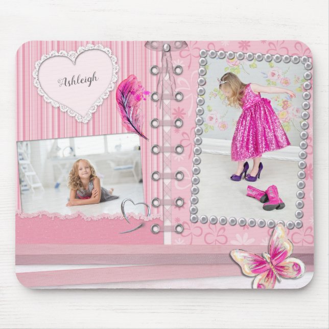Photo Collage Girls Scrapbook Custom Mouse Pad (Front)