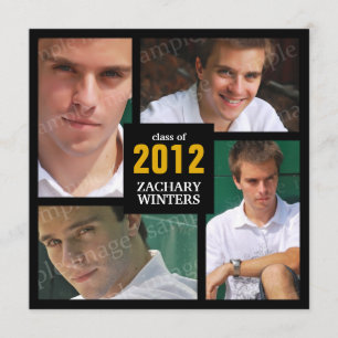 Photo Collage Grad Invitation - Black