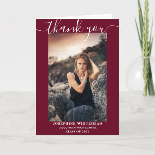 Photo Collage Graduation 2022 Thank You Burgundy Card