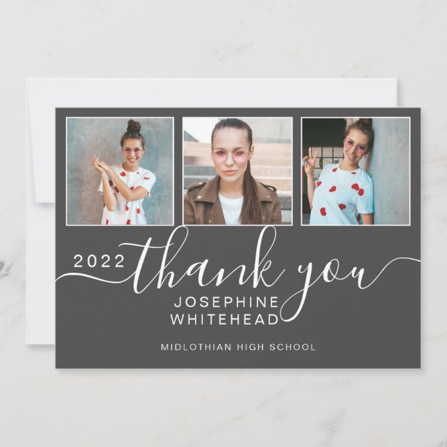 Photo Collage Graduation Thank You 2022 Dark Grey (Front)