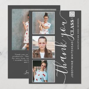 Photo Collage Graduation Thank You 2022 Dark Grey Card