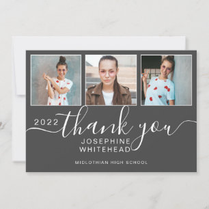 Photo Collage Graduation Thank You 2022 Dark Grey Card