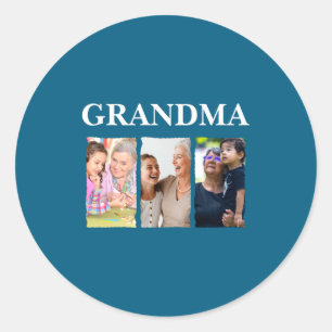 Photo Collage Grandma D Family _1  Classic Round Sticker