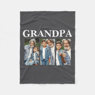 Photo Collage Grandpa D Gift Fleece Blanket