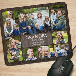 Photo Collage Grandpa Grandkids Mouse Pad