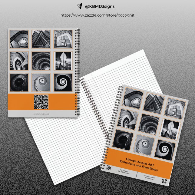 Photo Collage Grey Orange Small Business Notebook (Photo Collage Gray Orange Small Business Notebook)
